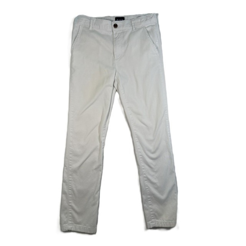Children's Place Chino Pants White Adjustable Waist Boys Size 12 Excellent
